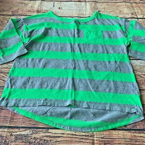 Justice Girl’s Green Gray Striped Shirt Kid’s Youth Size 7